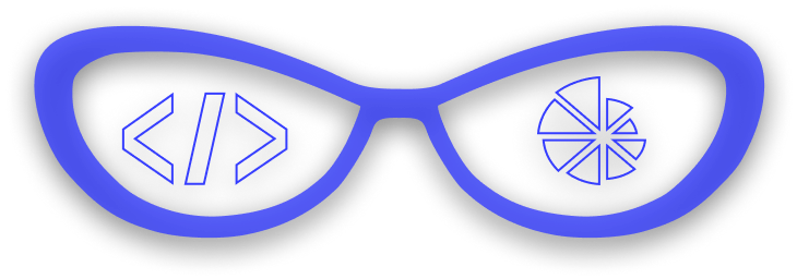 vector image of glasses with a cobalt blue frame